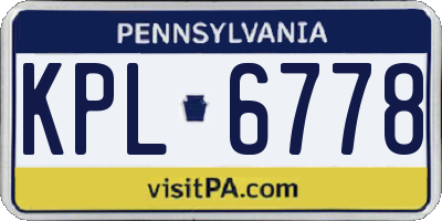 PA license plate KPL6778