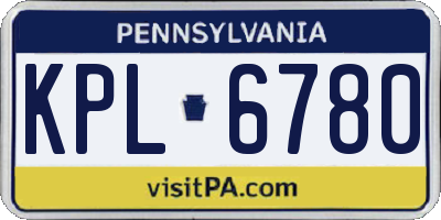 PA license plate KPL6780