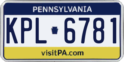 PA license plate KPL6781