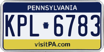 PA license plate KPL6783