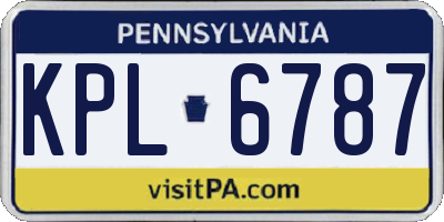 PA license plate KPL6787