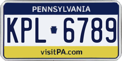 PA license plate KPL6789