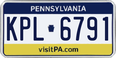 PA license plate KPL6791