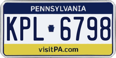 PA license plate KPL6798