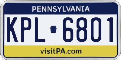 PA license plate KPL6801