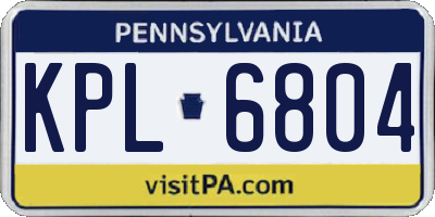 PA license plate KPL6804