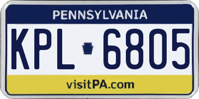 PA license plate KPL6805