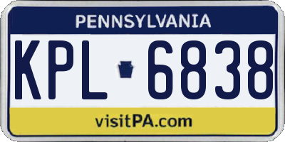 PA license plate KPL6838