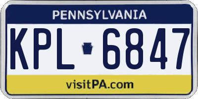 PA license plate KPL6847