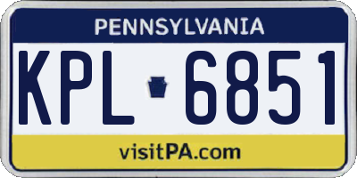 PA license plate KPL6851