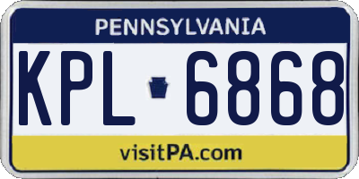 PA license plate KPL6868
