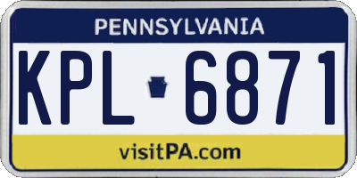 PA license plate KPL6871