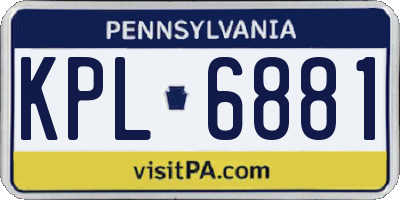 PA license plate KPL6881