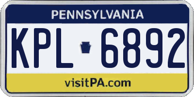 PA license plate KPL6892