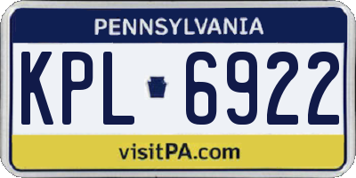PA license plate KPL6922