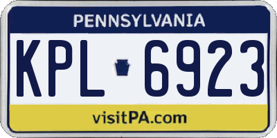 PA license plate KPL6923