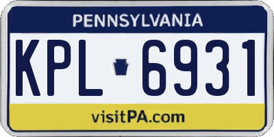 PA license plate KPL6931