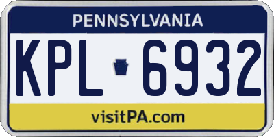 PA license plate KPL6932