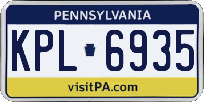 PA license plate KPL6935