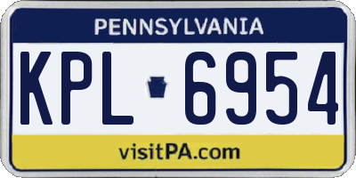 PA license plate KPL6954