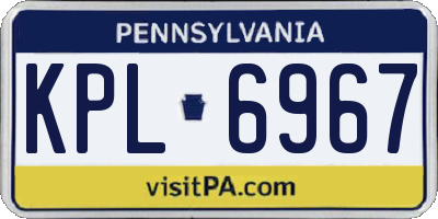 PA license plate KPL6967