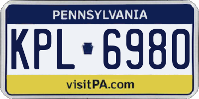 PA license plate KPL6980