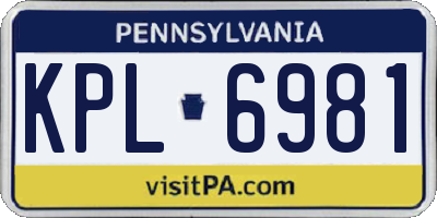 PA license plate KPL6981
