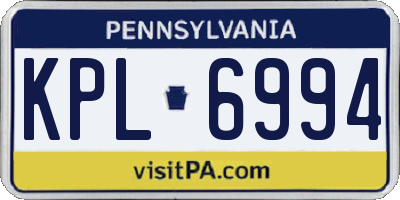 PA license plate KPL6994