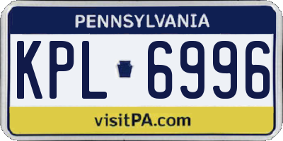 PA license plate KPL6996
