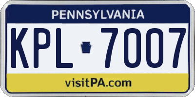 PA license plate KPL7007