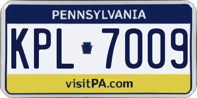 PA license plate KPL7009