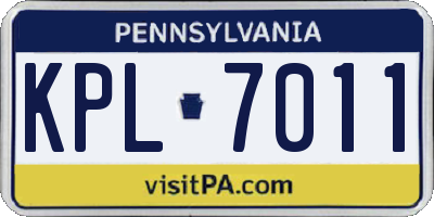 PA license plate KPL7011