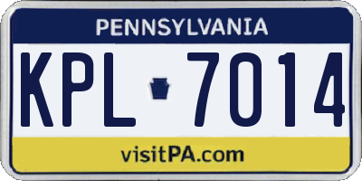 PA license plate KPL7014
