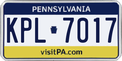 PA license plate KPL7017
