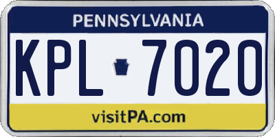 PA license plate KPL7020