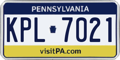 PA license plate KPL7021