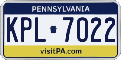 PA license plate KPL7022
