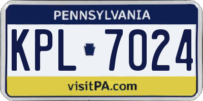 PA license plate KPL7024
