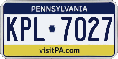 PA license plate KPL7027