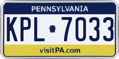 PA license plate KPL7033