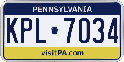 PA license plate KPL7034