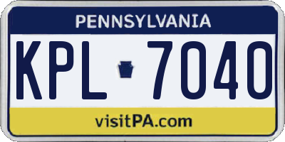 PA license plate KPL7040