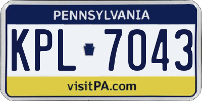 PA license plate KPL7043