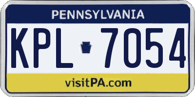 PA license plate KPL7054