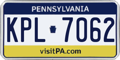 PA license plate KPL7062