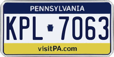 PA license plate KPL7063