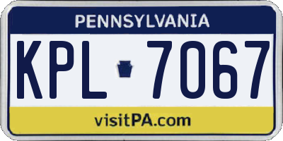 PA license plate KPL7067