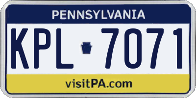PA license plate KPL7071