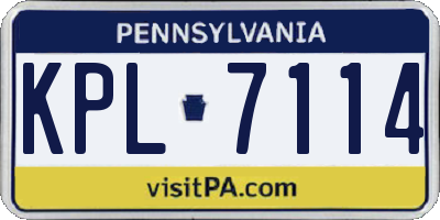 PA license plate KPL7114