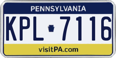 PA license plate KPL7116
